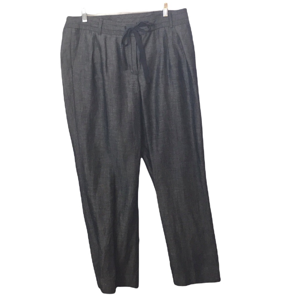 Talbots Wide-Leg Drawstring Pants in Charcoal Black